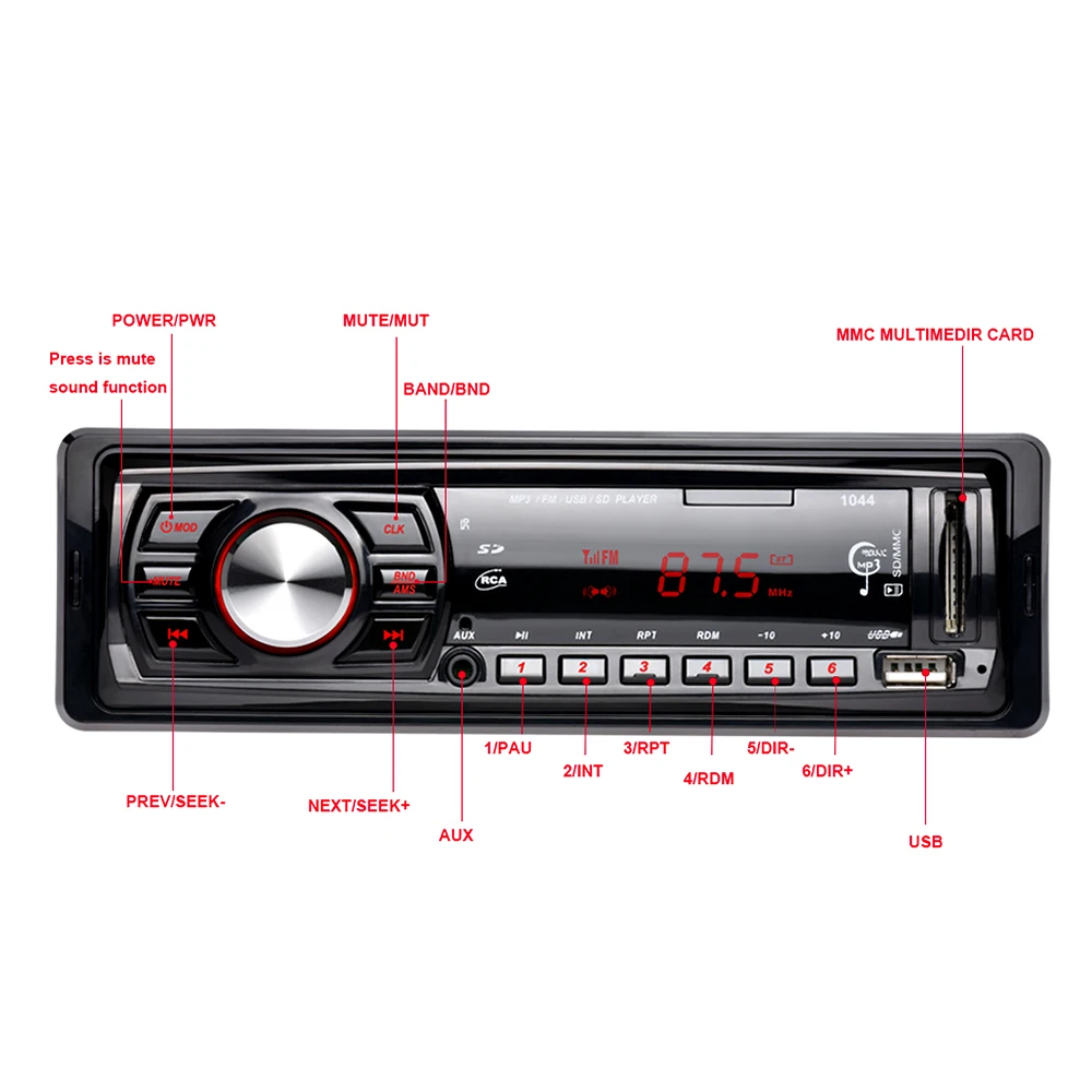 Автомобильный mp3 плеер 1 Din радио тюнер Авто Аудио FM модулятор с поддержкой USB SD