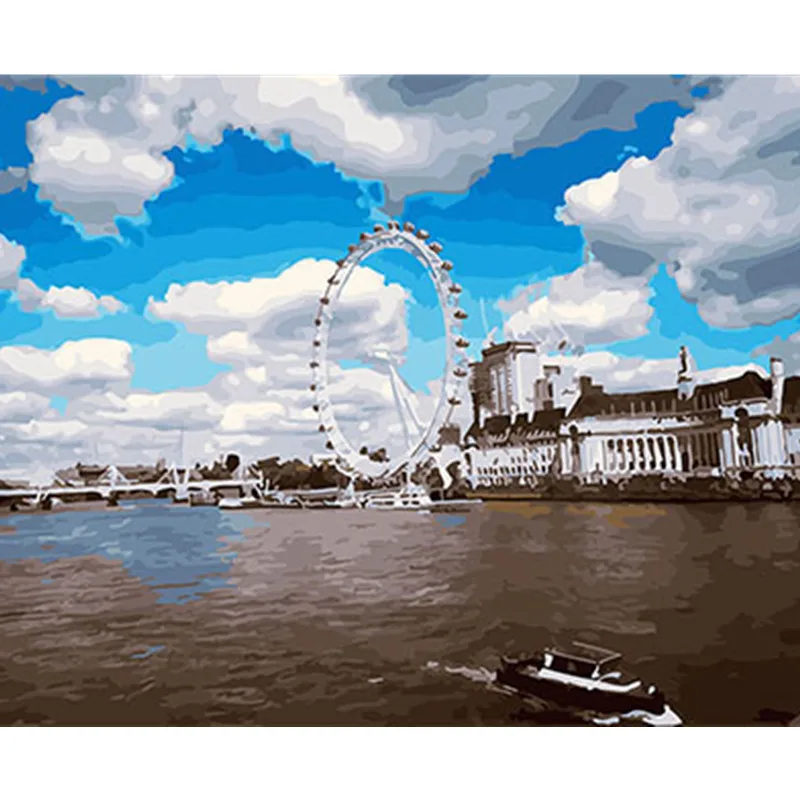 

Landscape Framed Pictures DIY Painting By Numbers Wall Art Acrylic Painting On Canvas Drop Shipping For Wedding Decor GX25851