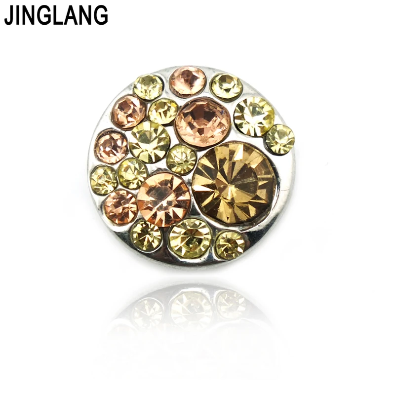 

Fashion Yellow Rhinestone Metal 19mm Snap Button Clasp Interchange Jewelry Accessories Free Shipping