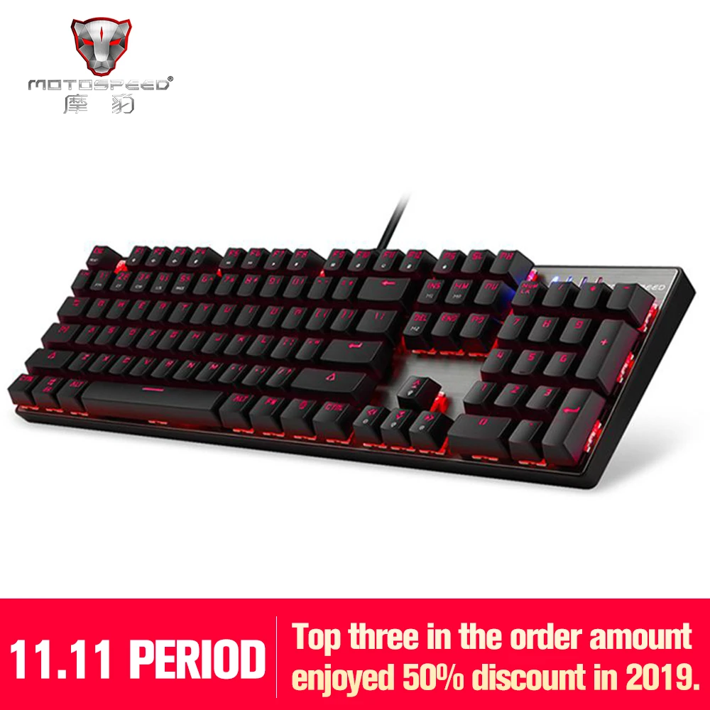 Beste Offici euml;le Koop! MOTOSPEED CK104 Gaming Bedraad Mechanische Toetsenbord 104 Toetsen Real RGB Blauw Schakelaar LED Backlit Anti Ghosting voor Game