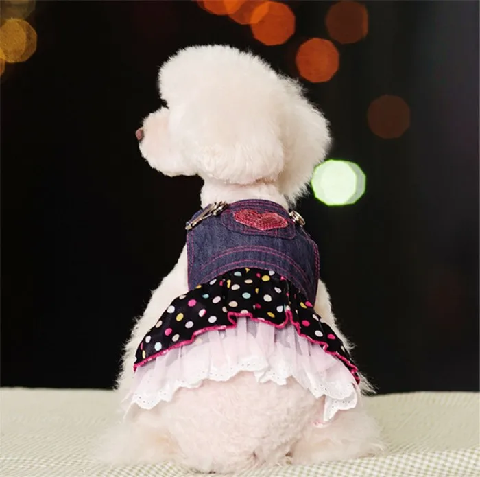 XS size clothes for puppy dog School Uniform Style Dog Dress Pink