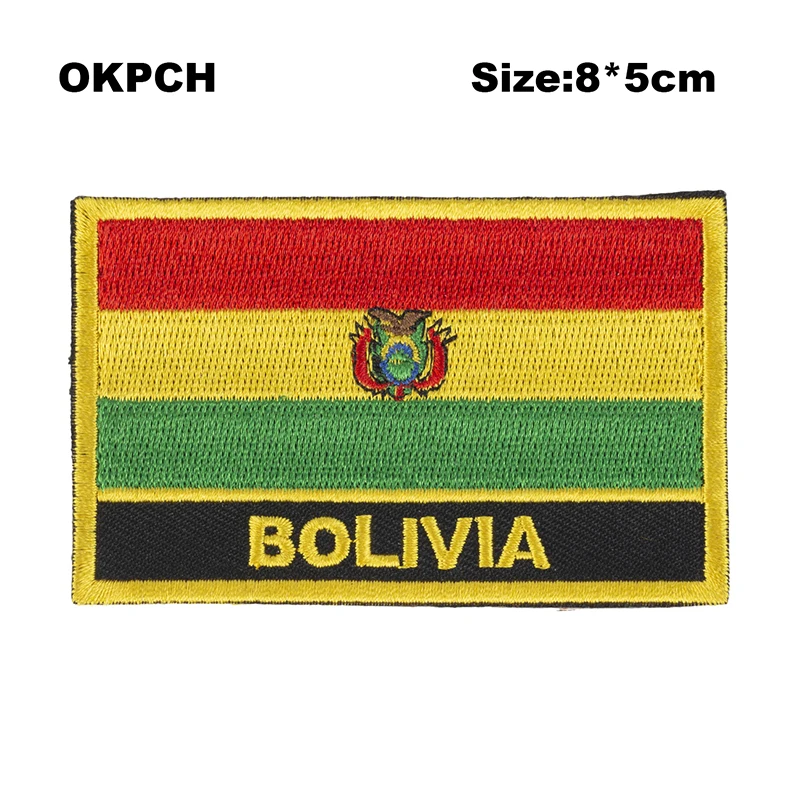 

Bolivia Square Shape Iron-on Flag Patch Embroidered Saw on Badges Patches PT0040-R