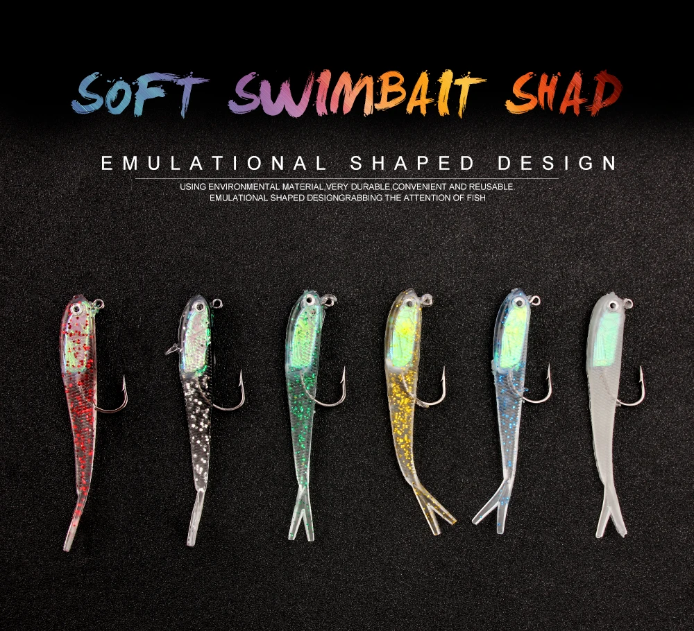 Spinpoler 5 PcsLot Soft Simulation Bait 7.5cm 5.5g Soft Fishing Lures Silicone Baits Lead Head Jig Swimbait For Winter Fishing  (1)