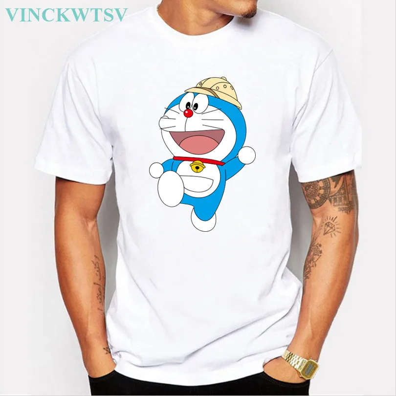VINCKWTS The Happy Doraemon T Shirt Men Short Sleeve Custom Design
