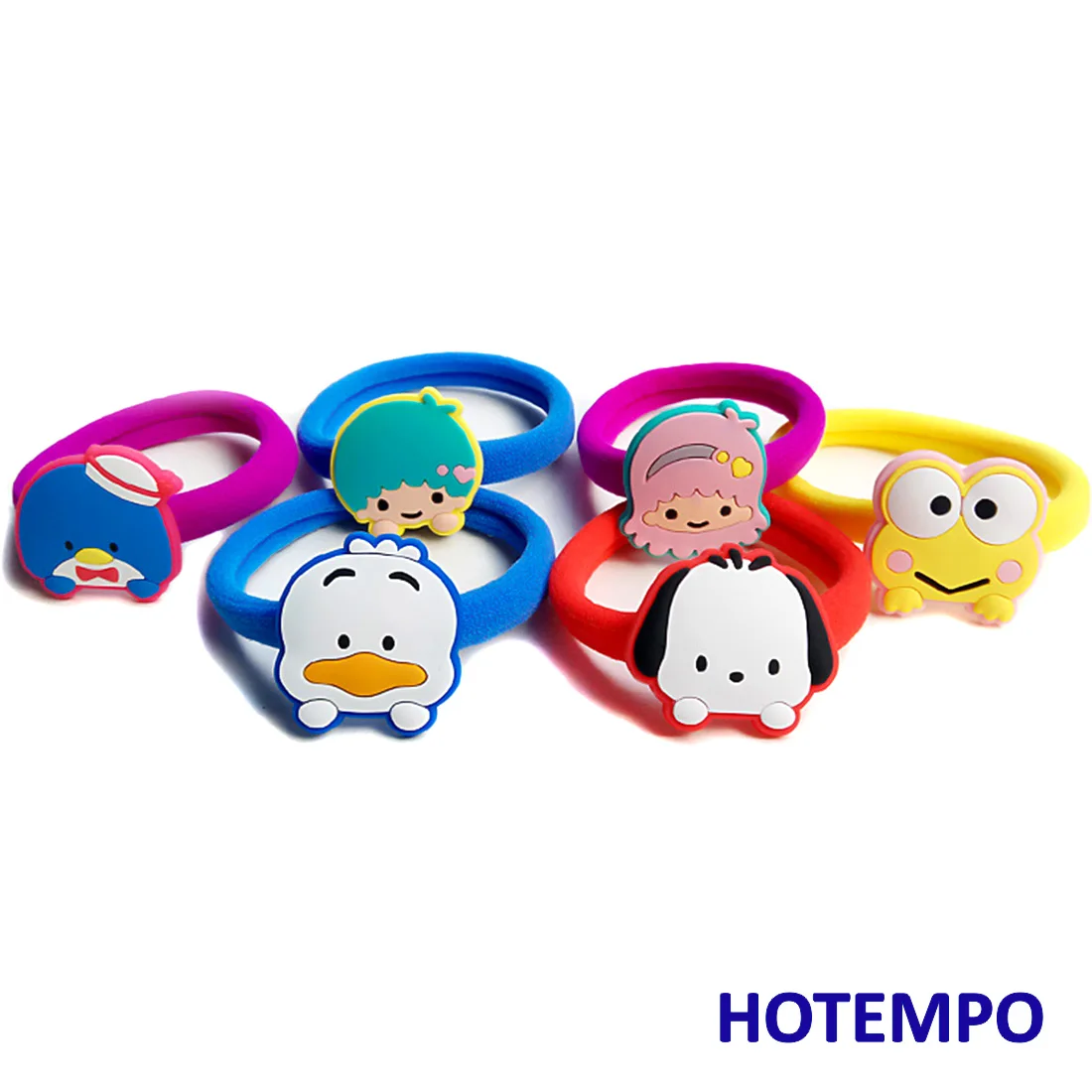 

Japan Cute Cartoon Keroppi LittleTwinStars Pekkle Pochacco TuxedoSam Childhood Baby Girl Kawaii Elastic Hair Bands for Kids Gift