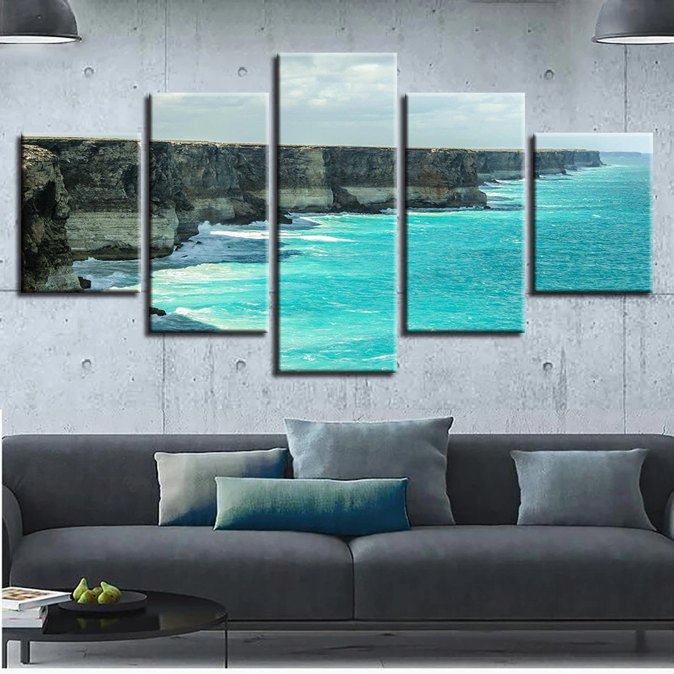 Landscape Sea Beach Ocean Sunrise Lighthouse Tropical 5 Piece Wall Pictures For Living Room color Painting Art Home Decor 73 | Дом и сад
