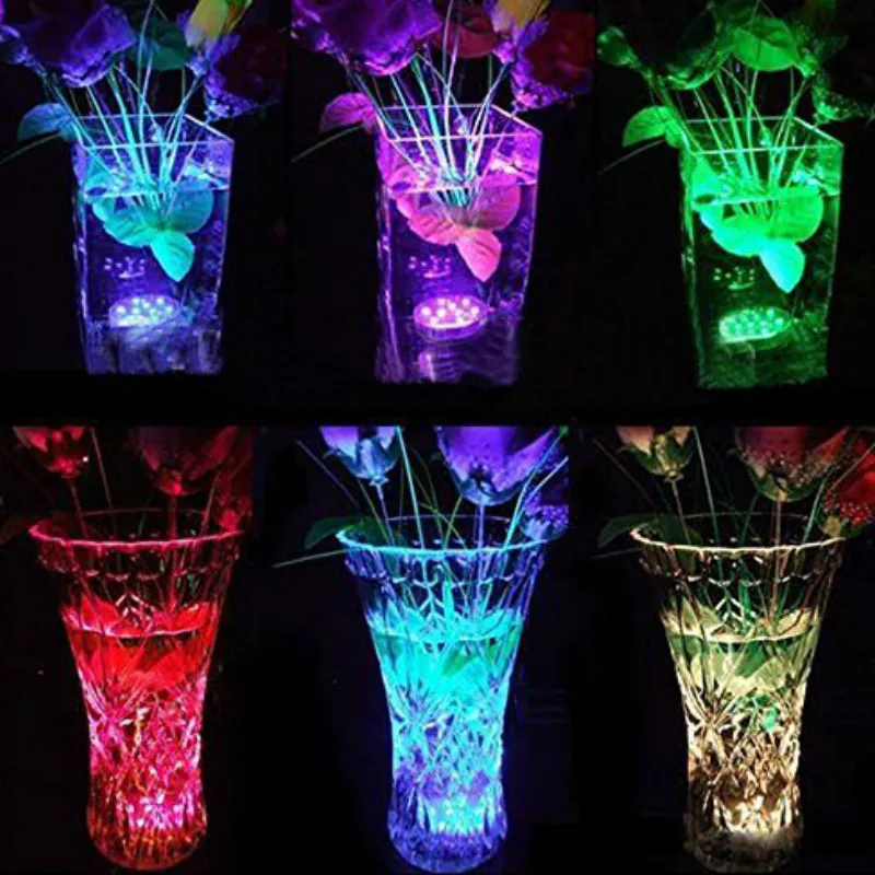 

10 RGB Led Remote Controlled Submersible Light Battery Operated Underwater Night Lamp Vase Bowl Outdoor Garden Party Decoration