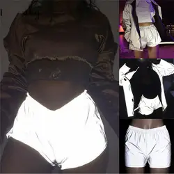 Hirigin новые модные женские Светоотражающие повседневные шорты женская ночная Клубная одежда для вечеринок женские свободные тонкие брюки с