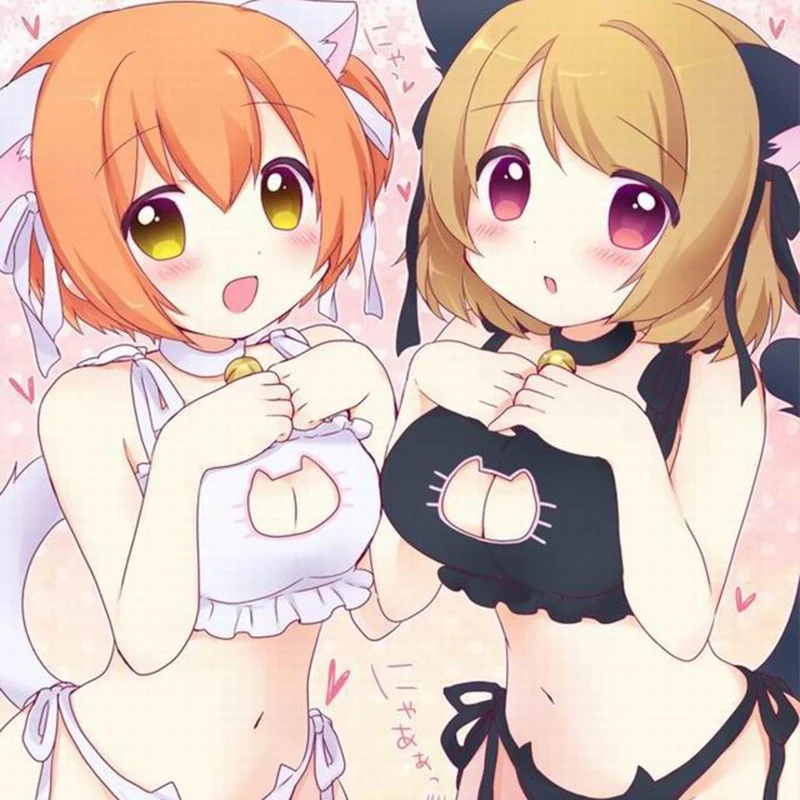 

2019 Zentai Sexy Kawaii Kitty Cat Embroidery Meow Star Keyhole Hollow Bra And Underwear Love Live Anime Cosplay Lingerie Set