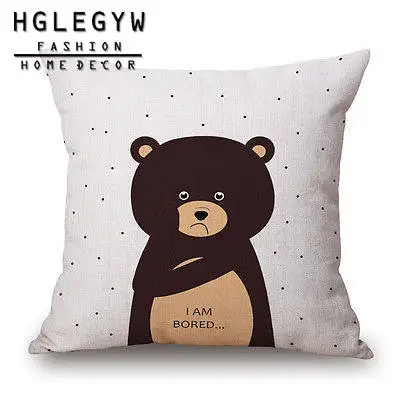 HGLEGYW панда плюшевая подушка чехол из хлопка и льна с наволочки для домашнего офиса - Color: 3