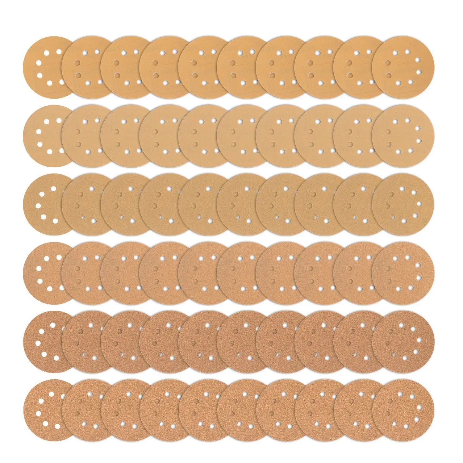 

60 Pieces 8 Holes Sanding Discs 5 Inch Dustless Hook and Loop Sander Paper - 10 Each of 60 80 120 180 240 320 Grits