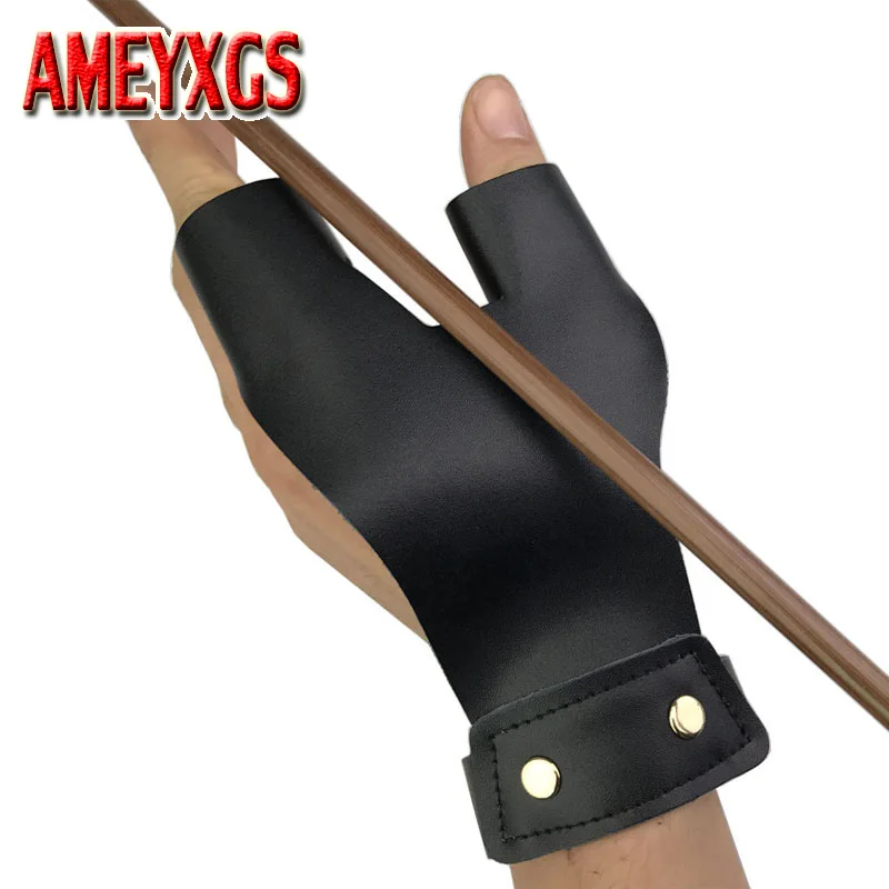 Buy 1pc Archery Finger Glove Bow Arrows Black Leather