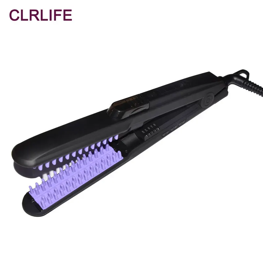 CLRLIFE Steam Spray Hair Straightener Brush Flat Iron Professional
