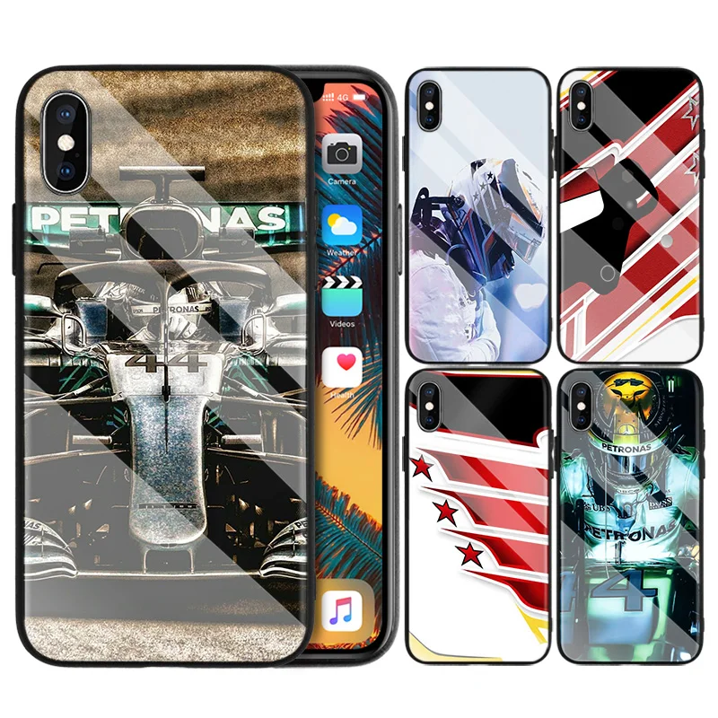

Tempered Glass Hard Case for Apple iPhone 7 8 6 6S 11 11Pro X XR XS MAX Plus Lewis Hamilton Print Soft Case Cover Coque Fundas