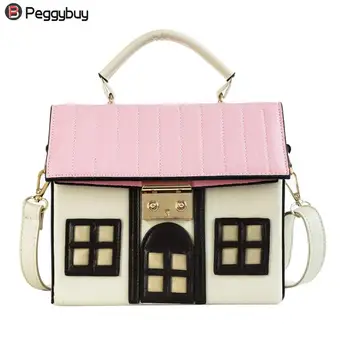 

Fashion Women Messenger Bags Personality House Shaped PU Leather Girls Crossbody Handbag for Women Bolsa Feminina