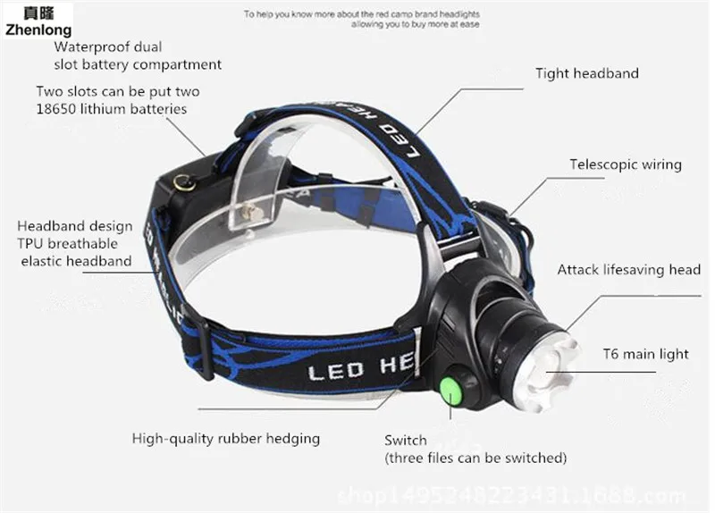 Светодиодный фонарь L2 1000LM Фара Фонарь налобный фонарь T6 фар Фонари в Налобные фонарики Применение 18650 Батарея заряда