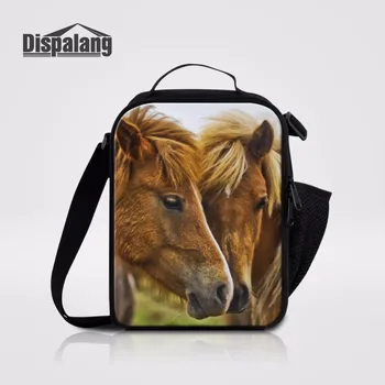 

Dispalang Crazy Horse Prints Shoulder Insulated Lunch Bag For School Picnic Cooler Bag Lunchbox For Adults Kids Thermal Food Bag