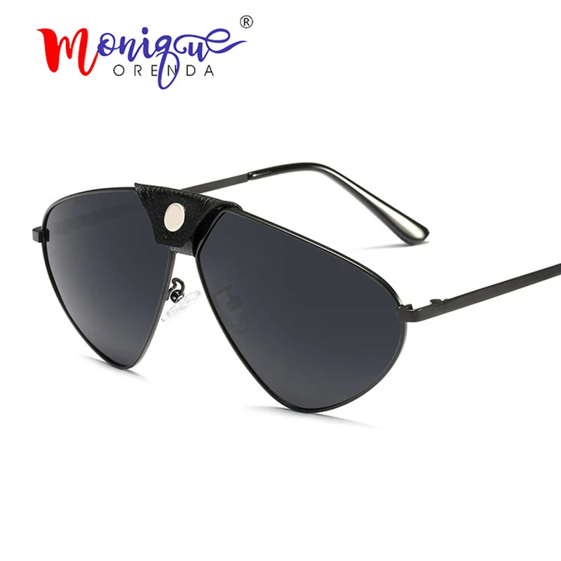 Роскошные брендовые солнцезащитные очки пилота для женщин и мужчин поляризованные дизайнерские солнцезащитные очки для вождения винтажные клёпаные очки oculos - Цвет линз: black gray