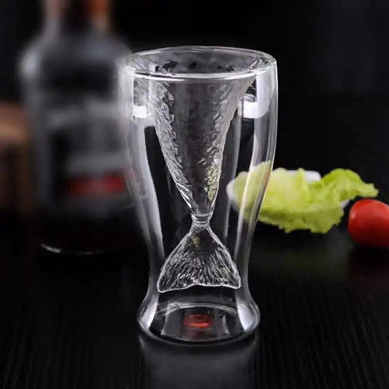 POMU Crystal Mermaid Tail Cup Transparent Glass Fish Tail Practical Creative Wine Cup Heat-resisting Glass Bar Cups,Transparent POMU Crystal Mermaid Tail Cup Transparent Glass Fish Tail Practical Creative Wine Cup Heat-resisting Glass Bar Cups,Transparent