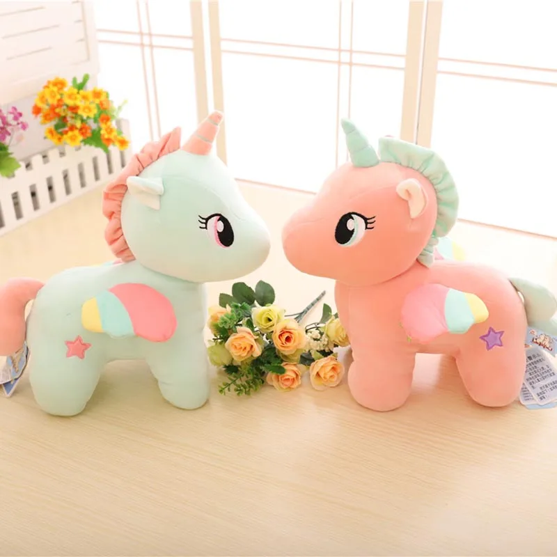 Unicorn Plush Toys Very Soft Pink Yellow Little Horse With Color Wings Stuffed Animal Soft Doll Kids Toys High Quality