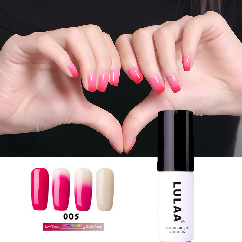 

LULAA 6ml Temperature Gel Polish Changed Color 18 colors Soak-off UV&LED Lamp Nail Gel Long-lasting Nail Polish 3In1