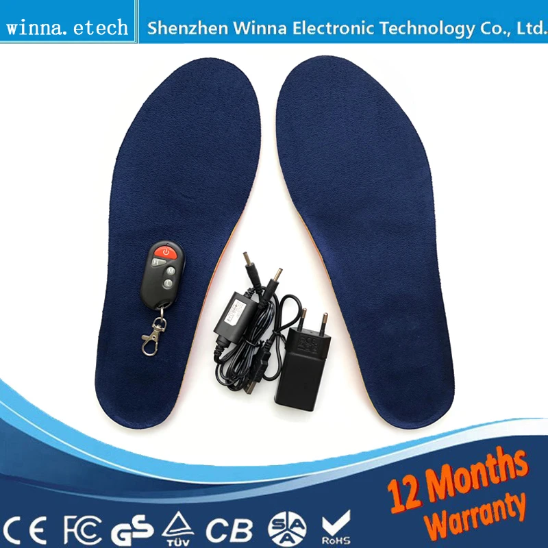 

1800mAh Winter Warm Electric Heated Insoles W/ Remote Control Thermal Electrically Heated Insole For Men And Women Shoes Pads