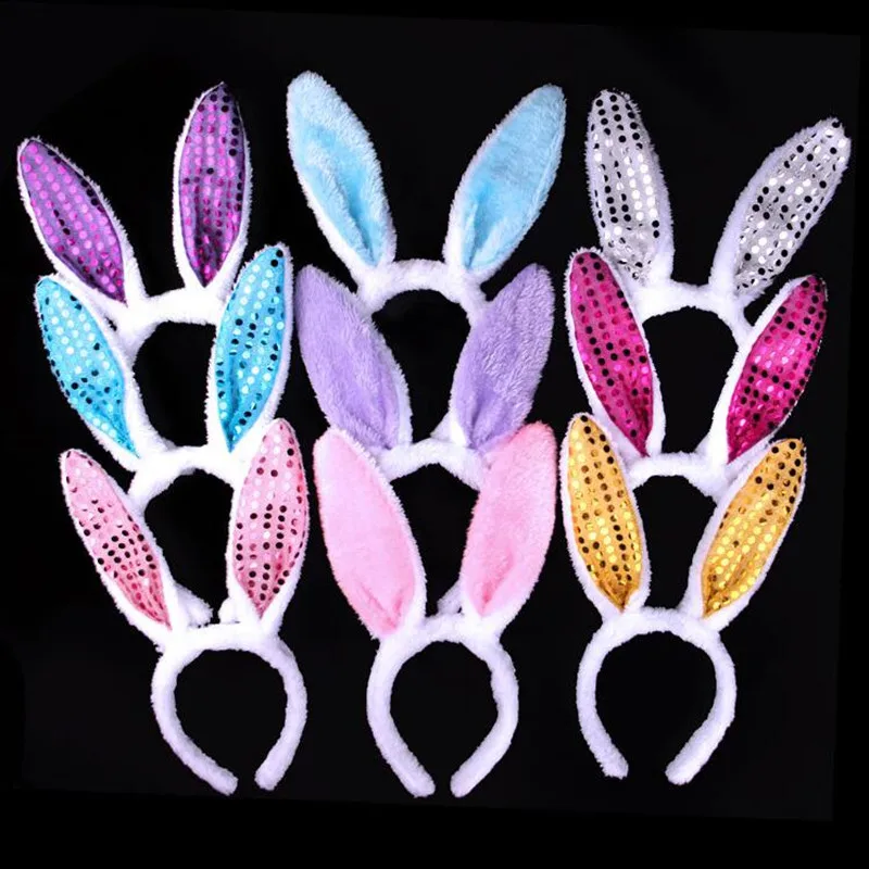 Plush Sequins Bunny Rabbit Ears Headband Bow Tie Tail Cosplay For Children Adults Party Dress Halloween Christmas|accessories for|accessories for
