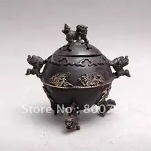 Старый коллекционный династии Цин медный дракон ладан \ Курильница, с резной