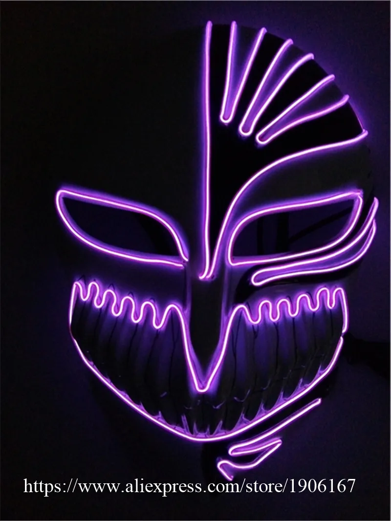 Halloween ghost Slit mouth light up glowing EL wire Cute mask Fashion Cosplay mask Costume mask for party By 3V Steady On Driver19