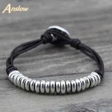 Anslow Лидер продаж, модные ювелирные изделия, бусы из цинкового сплава, ручная обертка, веревка для женщин и мужчин, кожаный браслет, Рождество, LOW0550LB