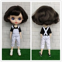 1 шт. футболка/укороченные комбинезоны для Blyth, Azone, ob24, ob27, Licca, Barbies, Momoko, 1/6 BJD куклы нагрудник брюки одежда аксессуары