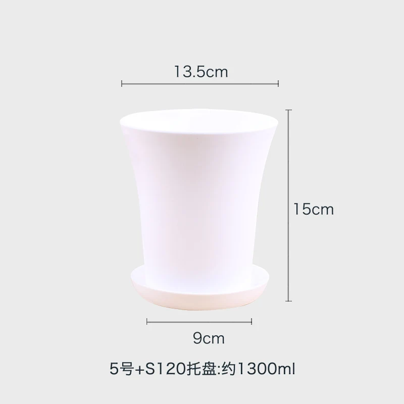 Белая высокая трубка Нефритовая роса маленький цветочный горшок Большой Пластиковый черный круглый утолщенный - Цвет: 6 sets