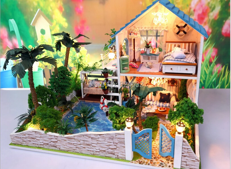 Новое поступление DIY модель романтичный влюбленный дом собрать miniatura вилла для кукол дома/дерево DIY хижина/подарок девушки