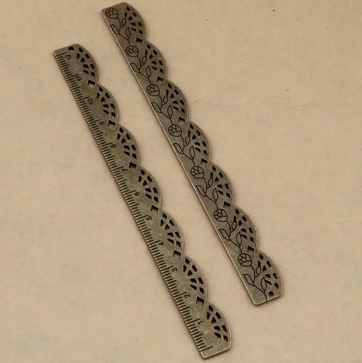 

Retro Straight Ruler Cat Key Lace Ruler Novelty Vintage Metal Straight Ruler 2pcs/lot