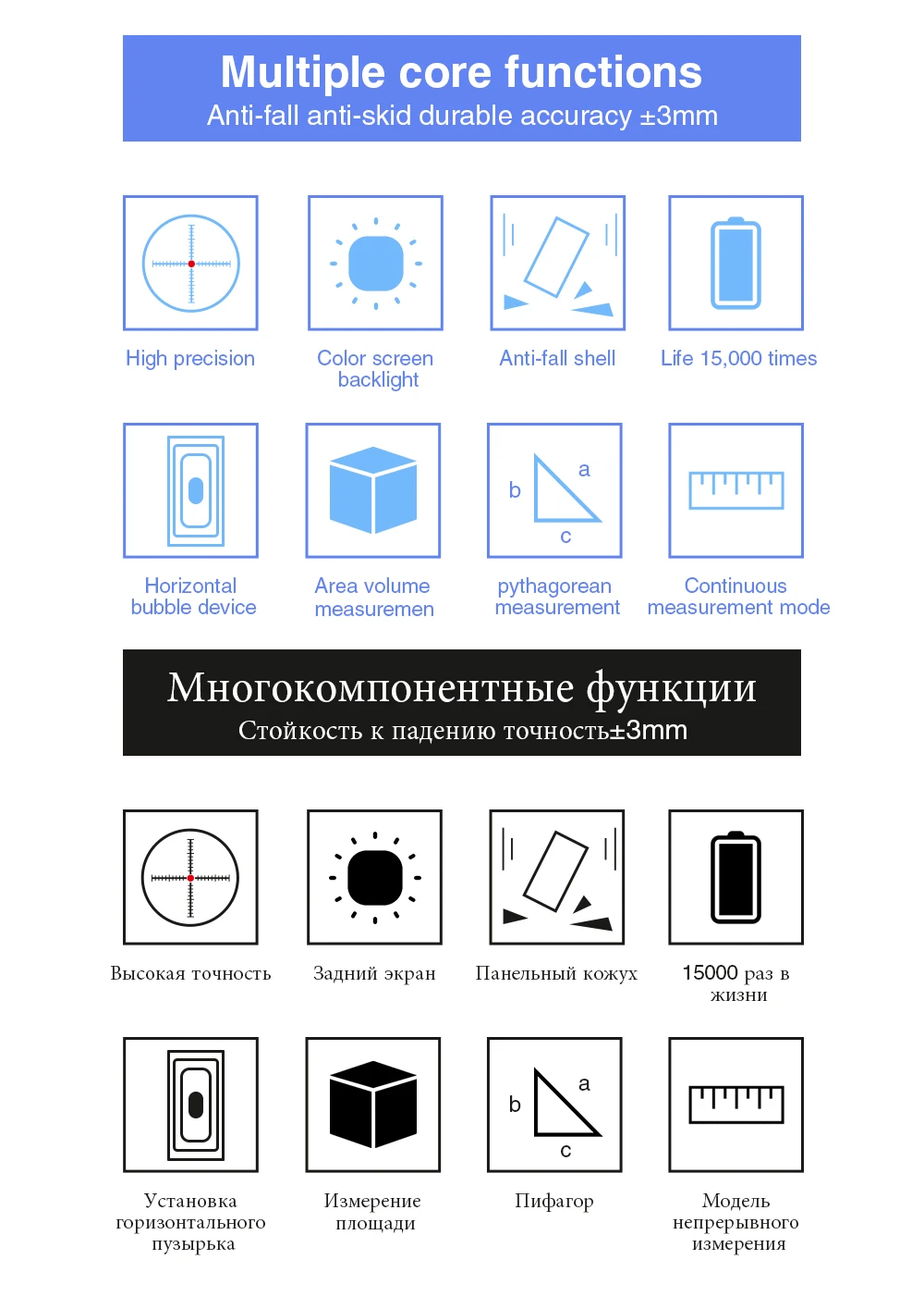 Мини красивый Высокоточный 40 м 50 м 60 м лазерный дальномер линейка измерительная лента