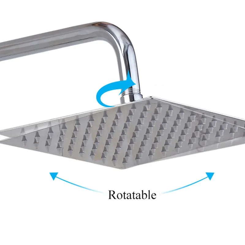 Ultra-thin Bathroom Accessories Slim 8"/10"/12"/16"/20" Square 304 Stainless Steel Rain Shower Chrome shower head