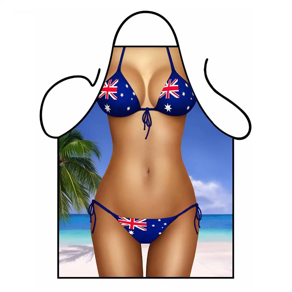 Printed Cooking BBQ Barbecue Apron-NationalFlag Beach Bikini