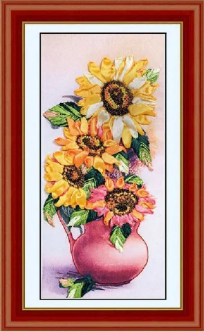 45x85cm 3D Flourishing Ribbon embroidery kit stain painting set handcraft DIY handmade needlework art home decor | Дом и сад