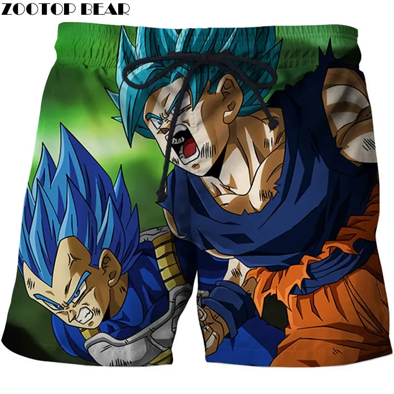 Модные Для мужчин короткие летние пляжные DragonBall Goku мужские повседневные пляжные шорты дышащая быстросохнущая 3D Принт купальник в стиле