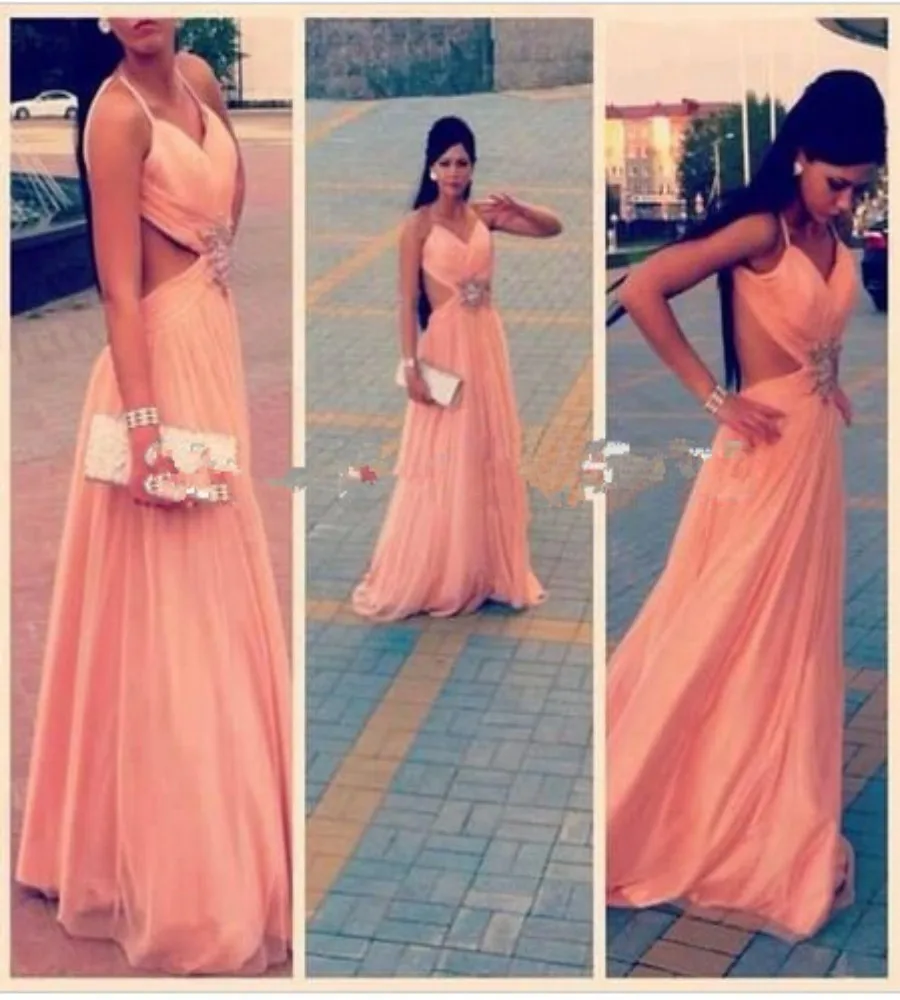 salmon formal dress