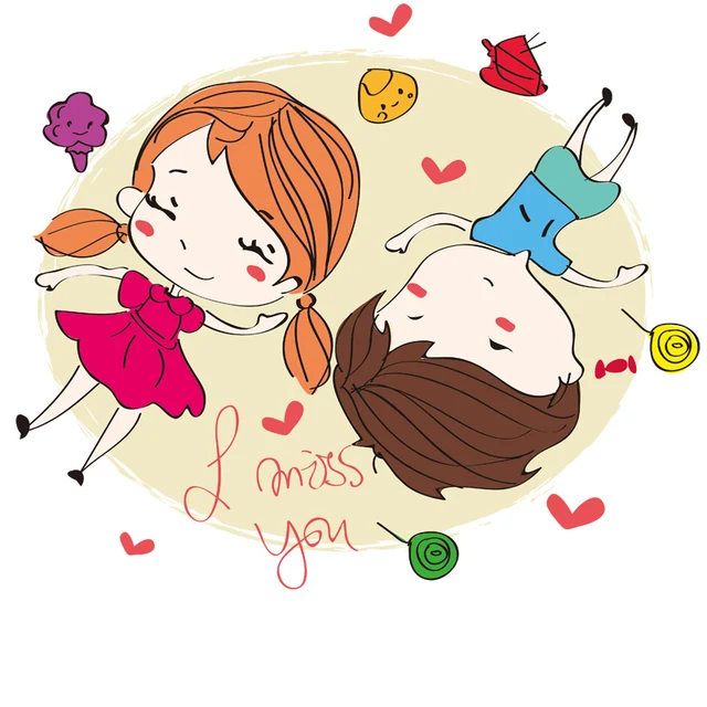 romantic cartoon lovers wall