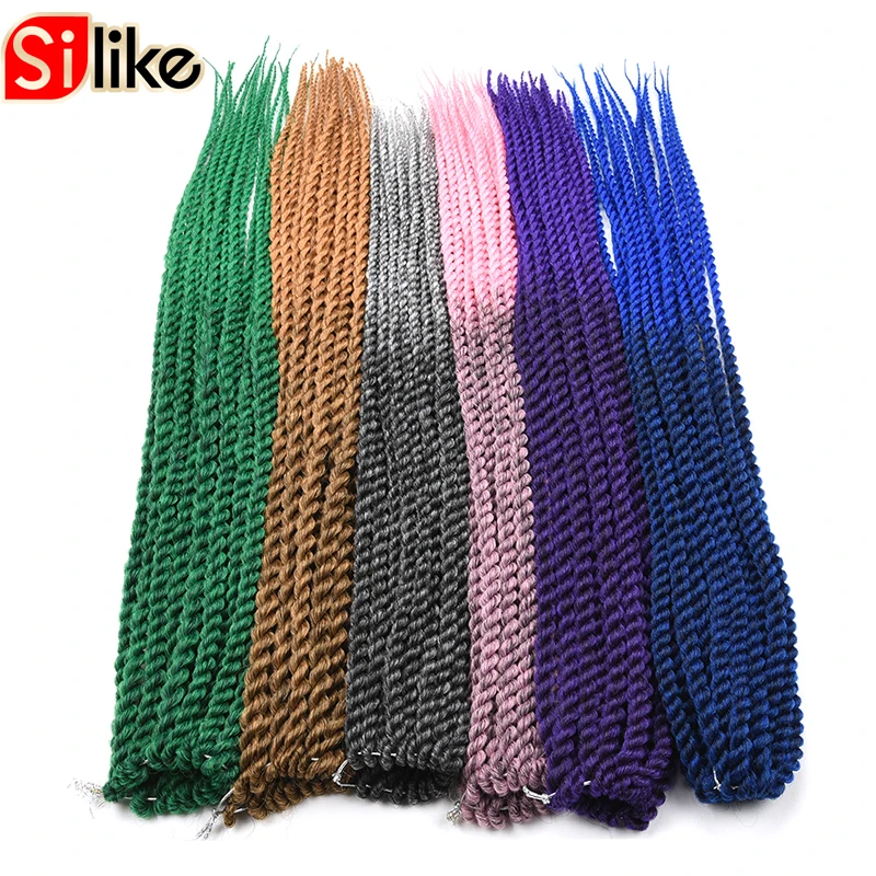 

Silike 22 inch Ombre Senegalese Twist Crochet Braids 18 Roots Synthetic Crochet Hair Extensions For Black Women 1 Pack