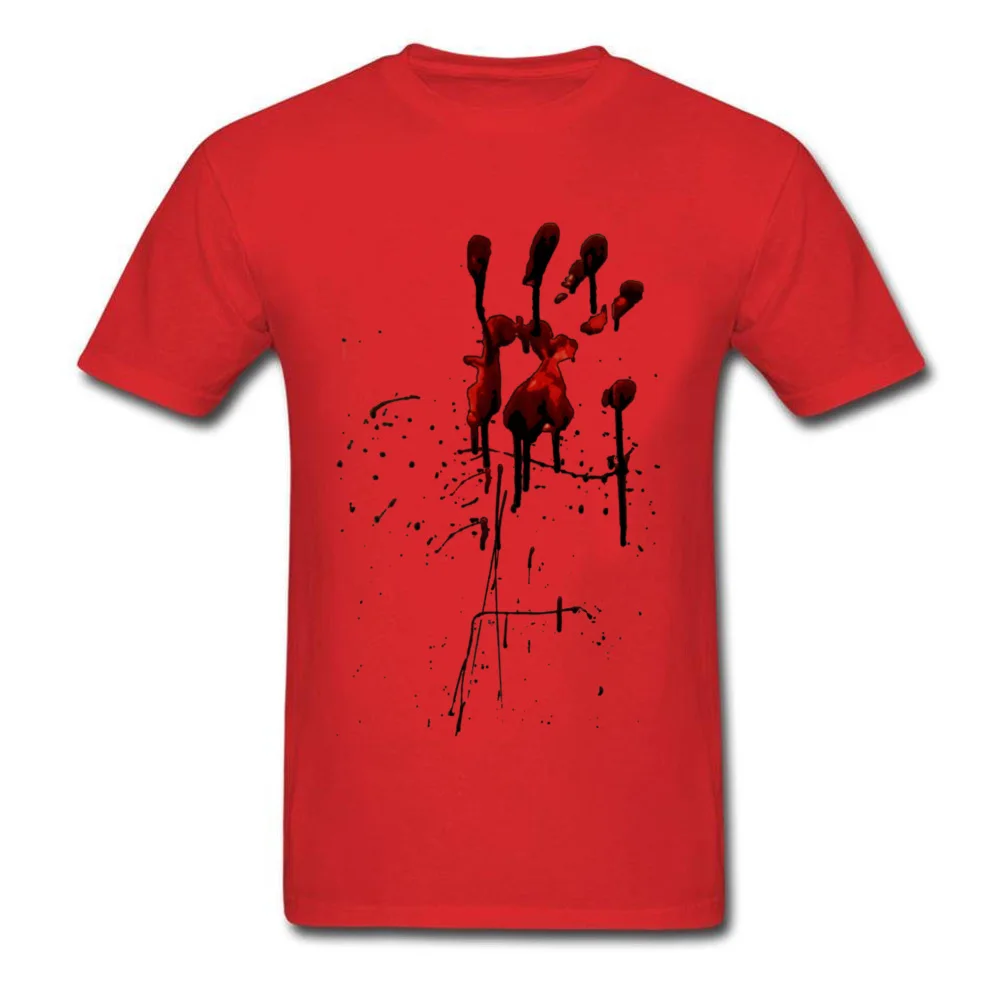 Zombie Attack Bloodprint Summer Fall Cotton Fabric Round Collar Tops Shirts Short Sleeve Design Sweatshirts Slim Fit Tshirts Zombie Attack Bloodprint red