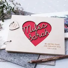 Пользовательские языковые названия сердца свадебный альбом памяти гостя выгравированы деревянные альтернатива гостевых книг приемные сувениры для вечеринки ко дню рождения