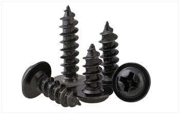

1000pcs BLACK PWA M3X4-7MM Phillips Pan Head Tapping with pad Machine Thread Screw Cross Recessed Pan Head Self tapping screws