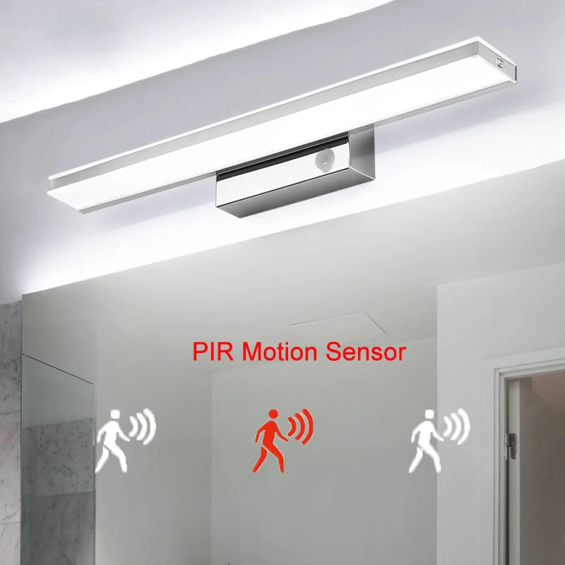  LED Mirror Light 42-52cm PIR Motion Sensor Waterproof Modern Cosmetic Acrylic Wall Lamp For Bathroo - 32968295864
