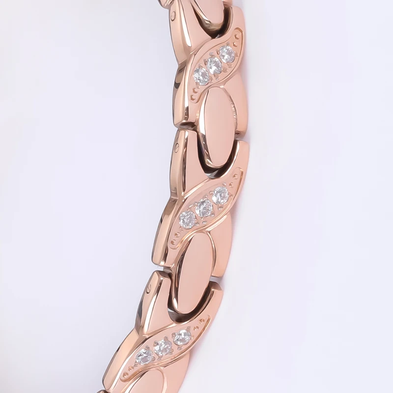 Classic female girls lady Charm Bangles Bridal Wedding Jewelry cubic zirconia rose gold color magnetic bracelets for women (5)