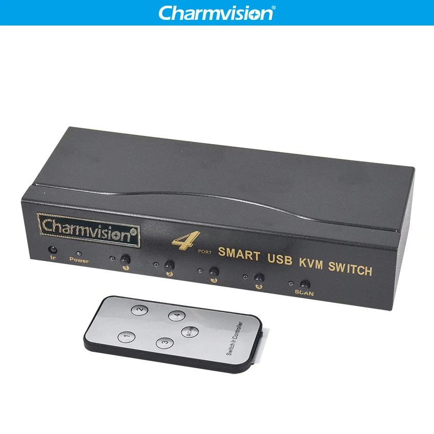 Charmvision UK401R 4 Порты ПК хостов USB HUB kvm-переключатель мульти компьютер USB2.0 концентратора KVM коммутатор с пультом дистанционного управления