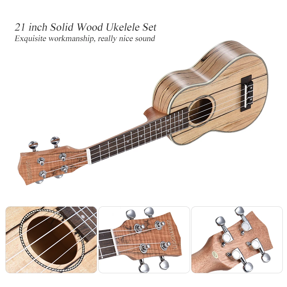 Ammoon Сопрано Гавайская гитара 21 дюймов Spalted клен тело палисандр гриф гавайская