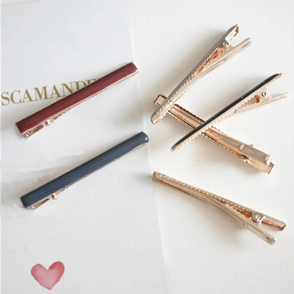 2pcs Fashion Solid Color Metal Thick Barrettes For Women Female Elegant